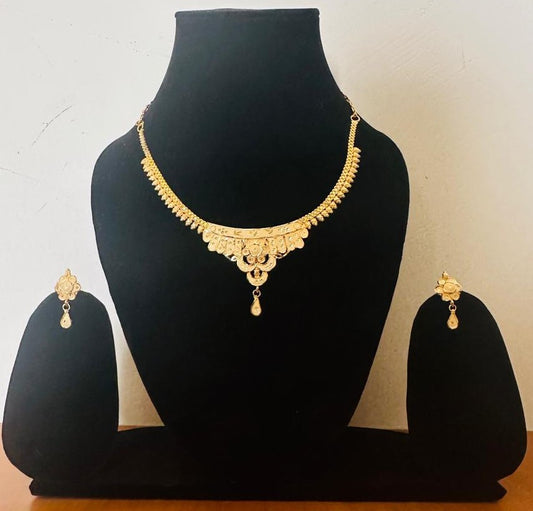 Krinish Classic Temple Drop 1 gram gold Micro Plated Necklace & Earring Set