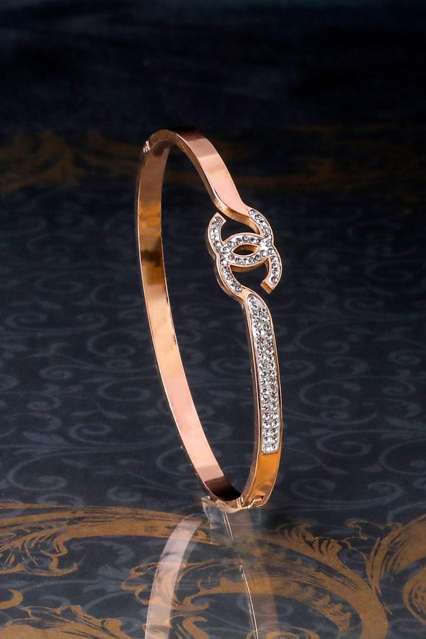 Crystal Knot Elegance Bangle – Rose Gold