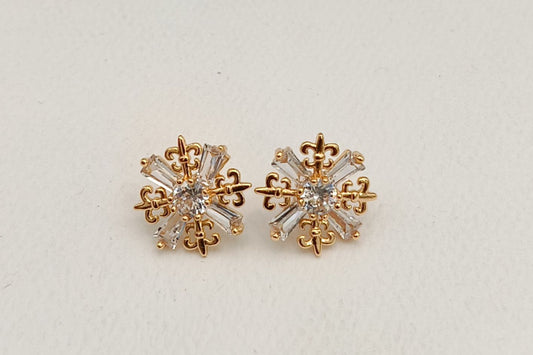 Star shaped beautiful golden ear stud with AD work